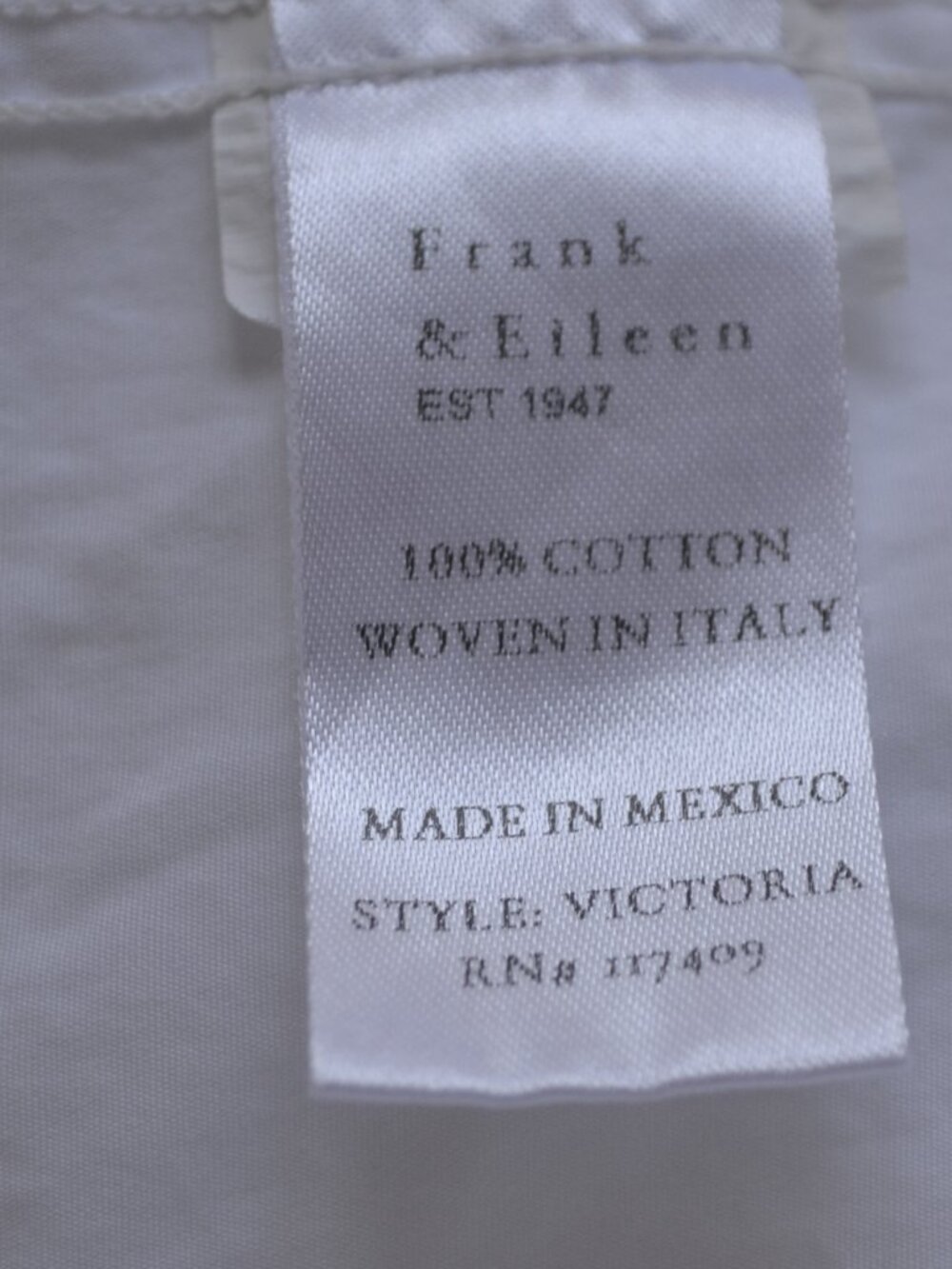 Frank & Eileen Victoria Italian Tuxedo Shirt Oversized Fit - Picture 8 of 9